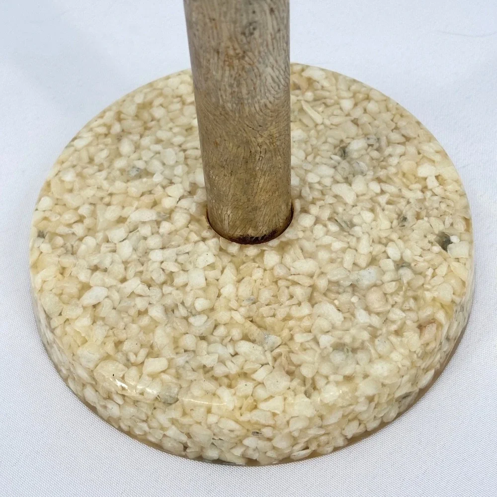 Vintage Mid Century Modern Rotating 4 Arm Jewelry Stand Gold Shell Resin Base